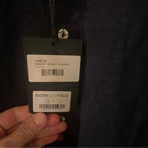 MACEOO Men's Casual Navy Shirt with Red and White Accents - Picture 9 of 14